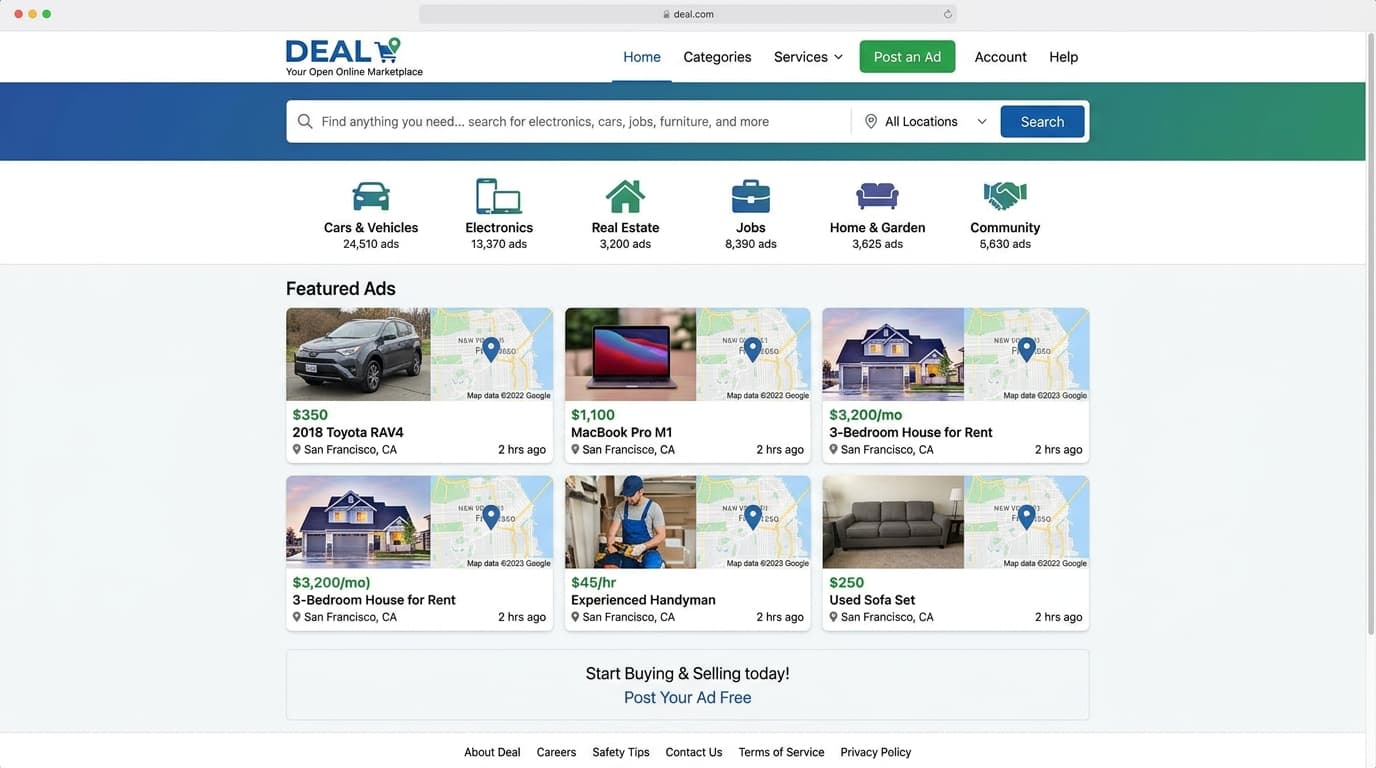 Classified Ads Website Design